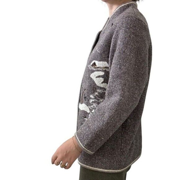 Vintage Womens Stapf Sportswear Tyrol Austrian Boiled Wool Ski Cardigan Sz M - Picture 4 of 8